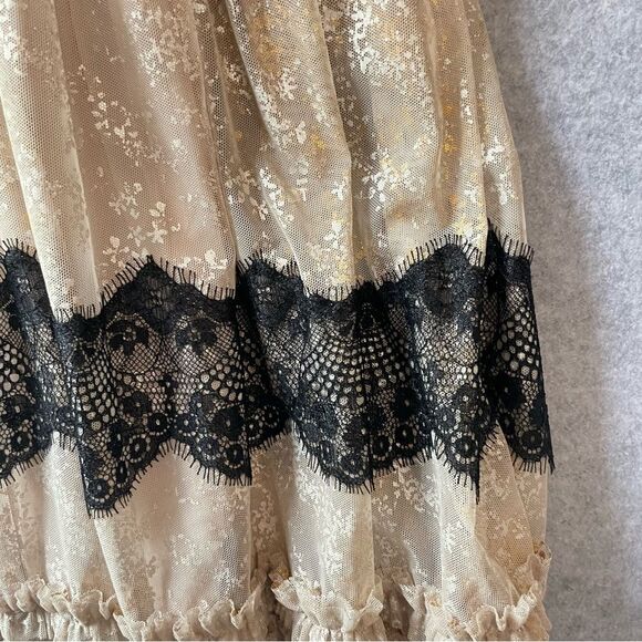 Free People Fancy Lace Metallic Baby Doll Whimsy Fairy Dress Y2K  Mini M  #AJ - Picture 11 of 12